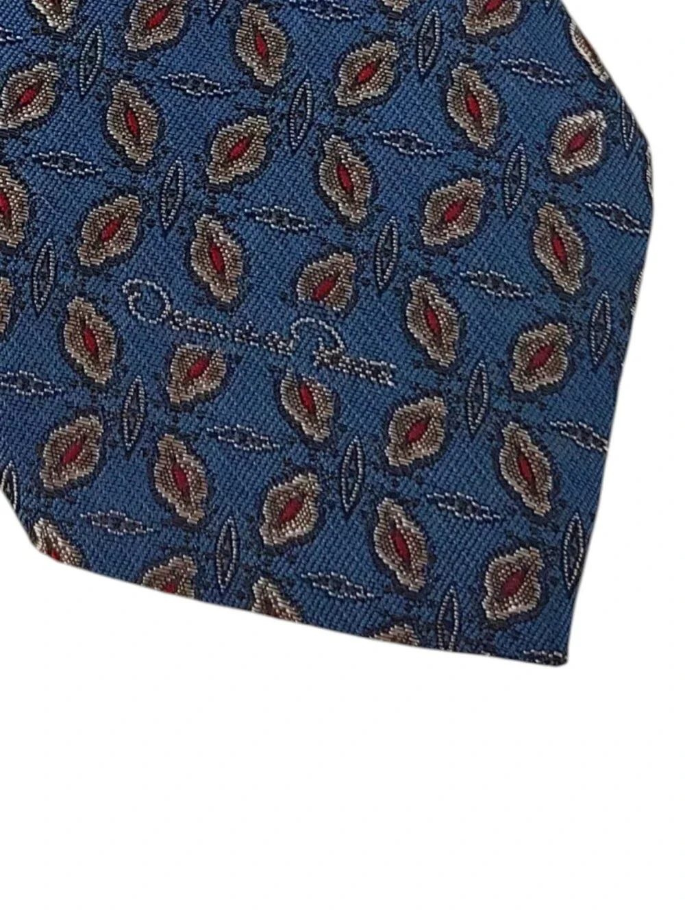 Oscar de la Renta Men’s Blue Geometric Pattern Silk Tie